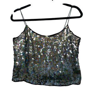 Patra Silver Sequin Crop Top